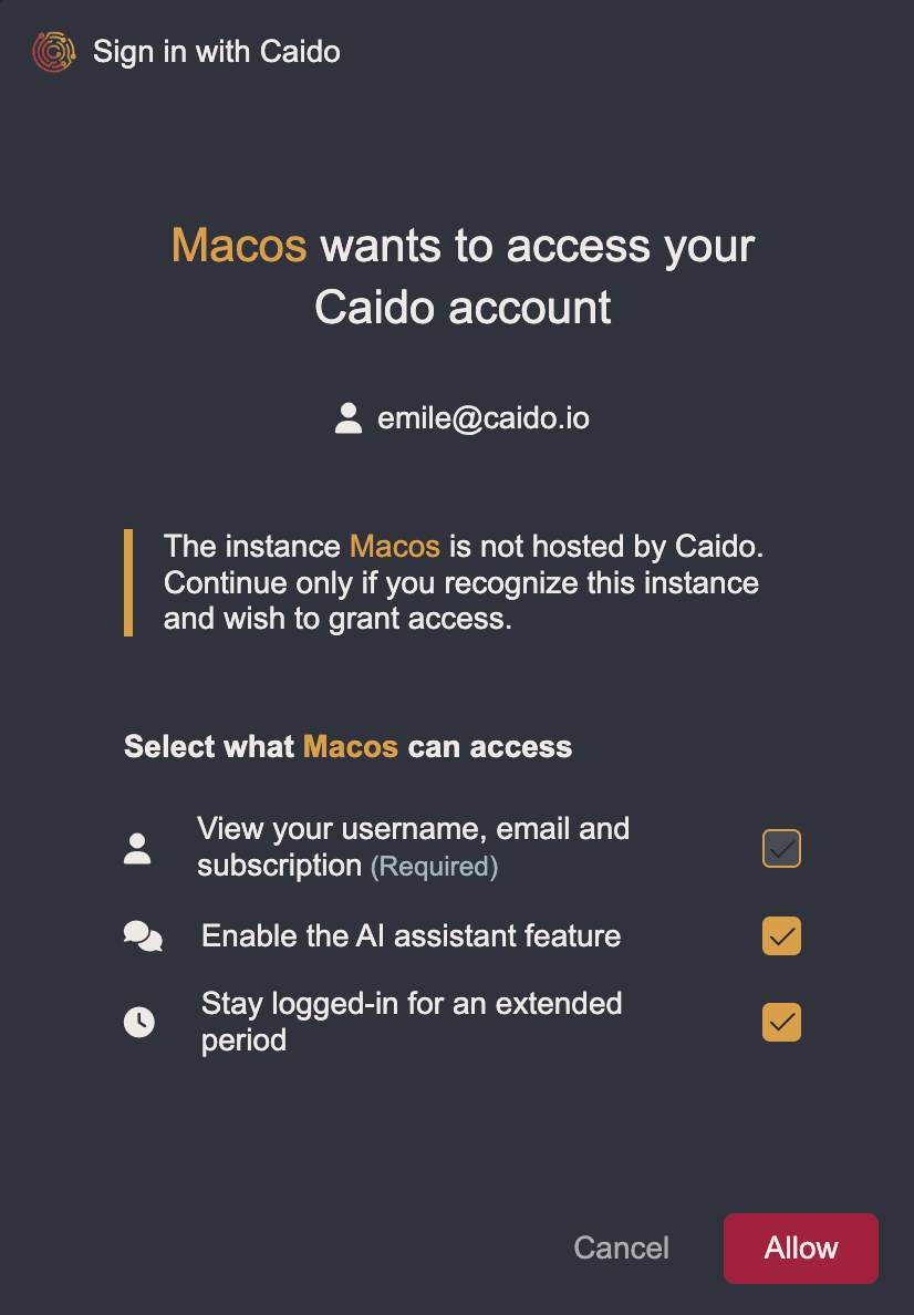 Consent form for authentication