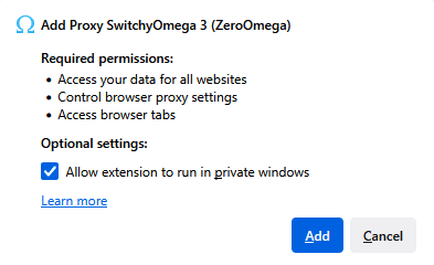 Add FoxyProxy pop-up window.