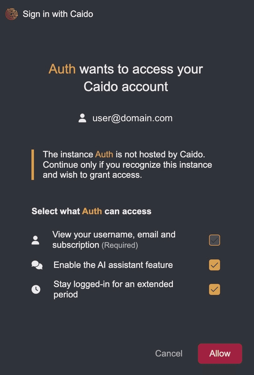 OAuth client authorization.