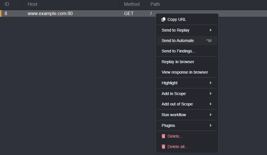 Send to Replay context menu option.