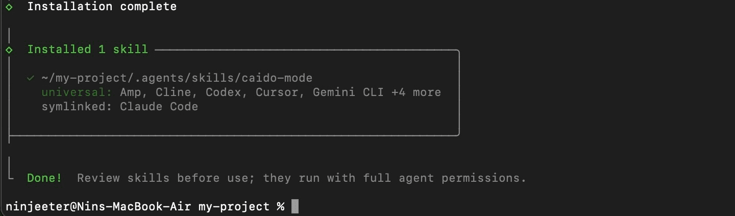 Installation complete.