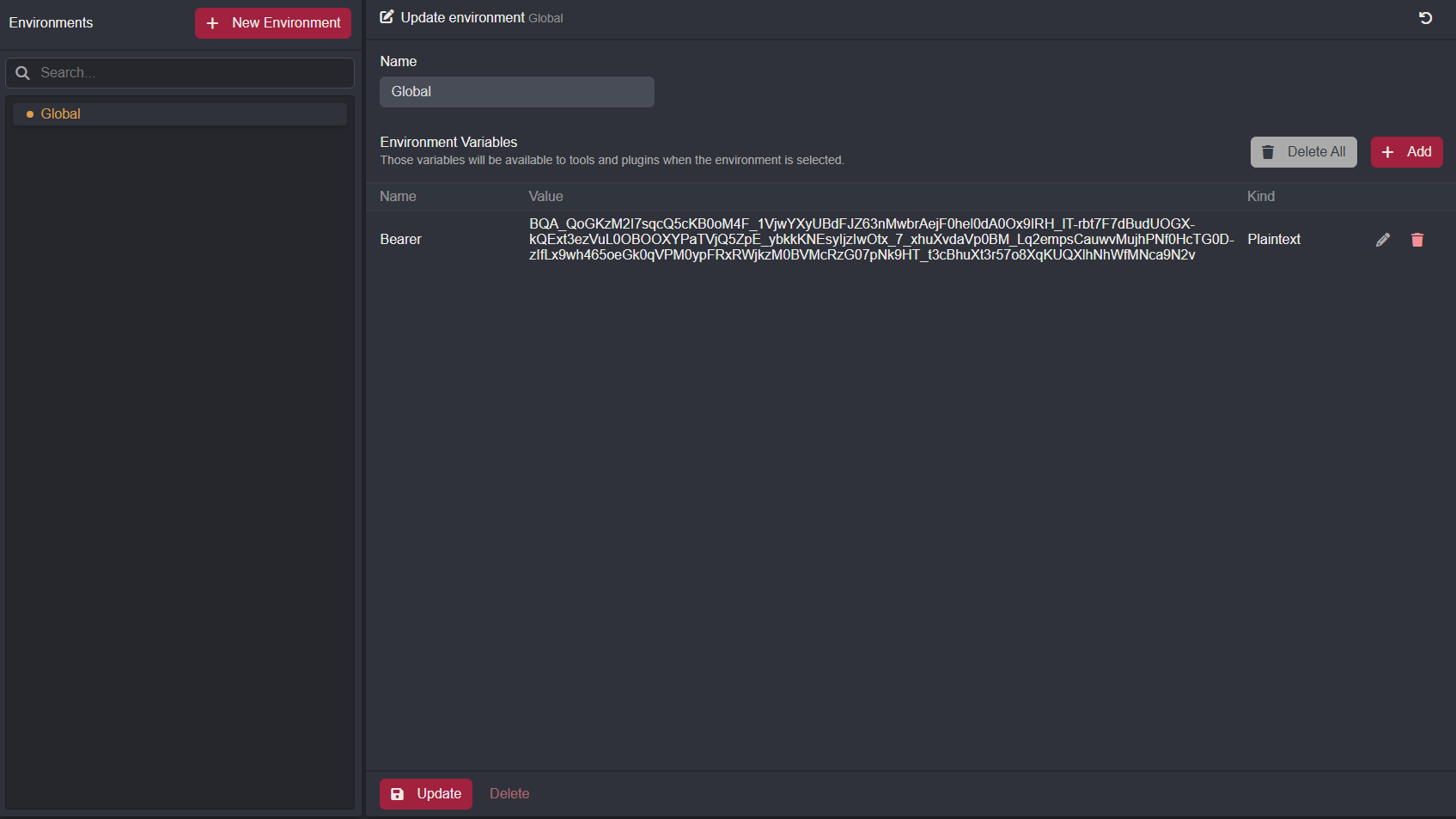Workflow token environment variable.